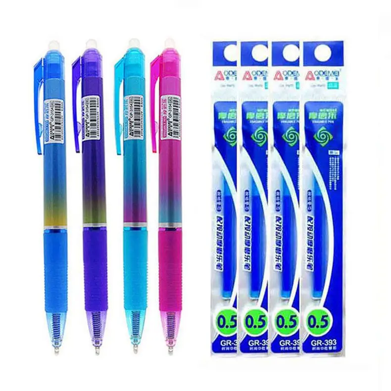8Pcs/Set 0.5mm Black Blue Ink Gel Pen Erasable Refill Rod Erasable Pen Washable Handle Gel Ink Pens School Office Stationery