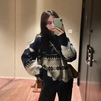 

Sweater women's autumn and winter ins Mori retro loose top students Korean style versatile outer long sleeve sweater