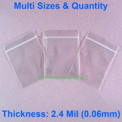 2,4 мил прозрачный на молнии поли Ziplock мешок Внешний размер (ширина 4 "-6,7") x (длина 6 "-9,8") эквалайзер. (От 100 до 170 мм) x (от 150 до 250 мм)