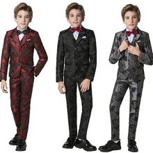 YuanLu/костюмы для мальчиков; 5 шт.; Блейзер; пиджак для свадебной вечеринки; Детский костюм для фортепиано; приталенные Детские костюмы для официальных выступлений