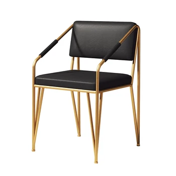 

Light Luxury Dining Chair Nordic Iron Art Negotiation Chair Simple Desk Chair Home Back Restaurant Leisure Chair Simple Modern