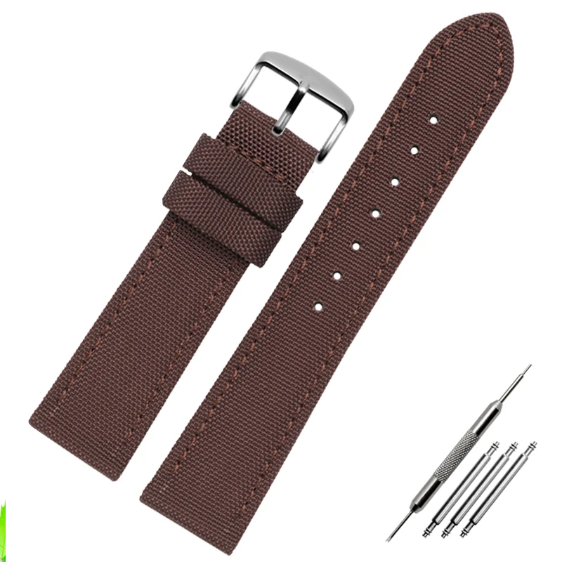 Durable Canvas Leather Bottom Watch Band Replacement - Nylon Strap, Various Sizes