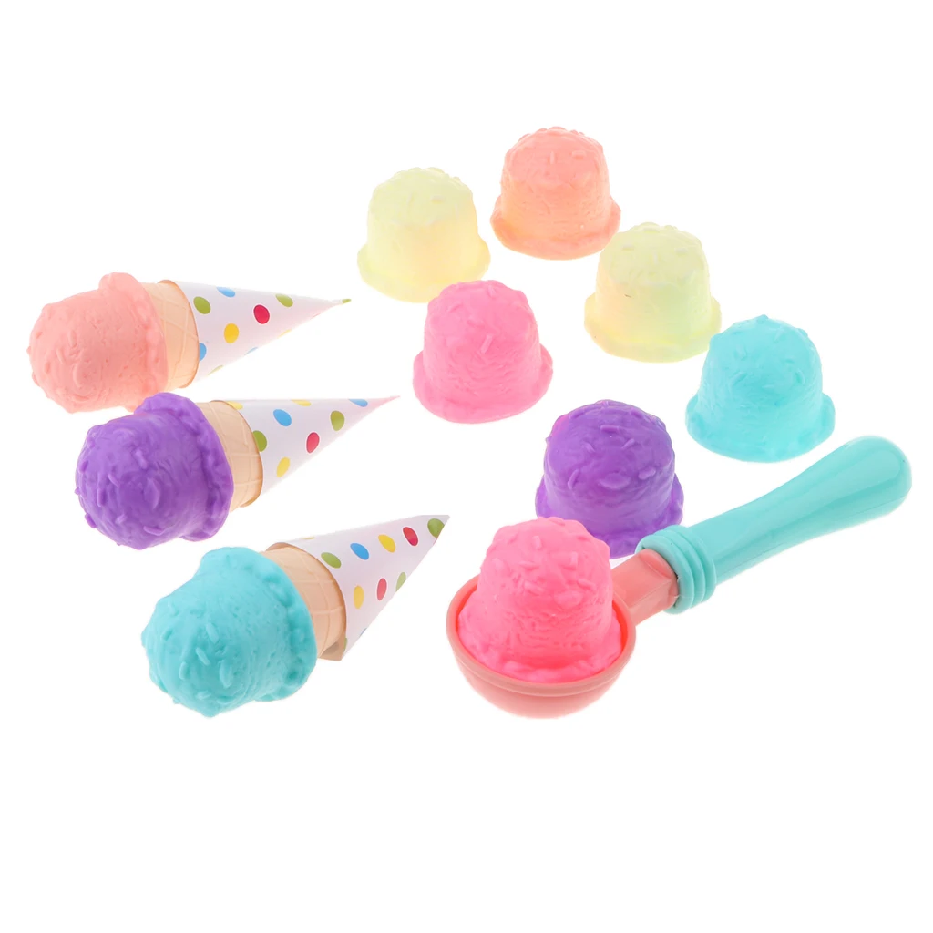 Plastic Ice Cream Cakes Scoop Set Kids Pretend Play Toy Set Gifts