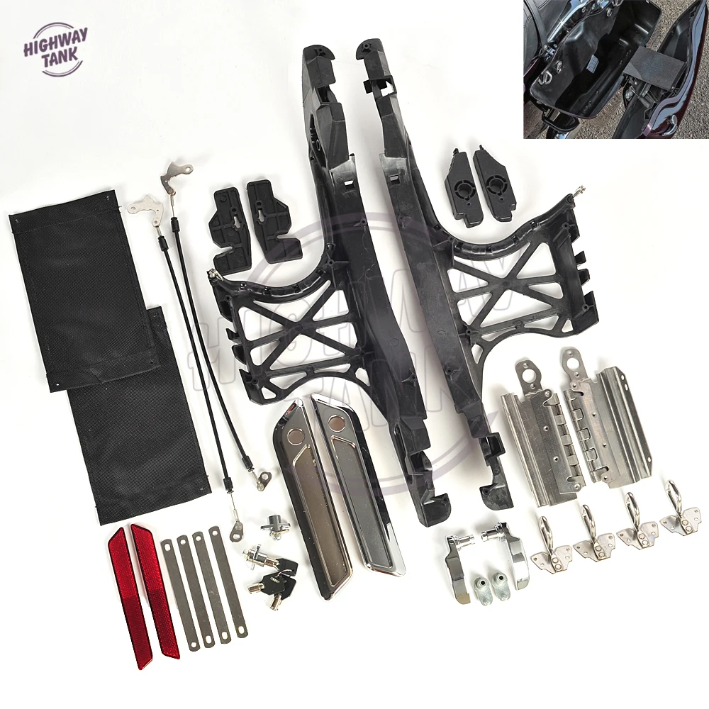 

Motorcycle Fairing Plus One Touch Saddlebag Latch Lids Hardware Covers Kit Motor Side Lock case for Harley Road King 2014-2016