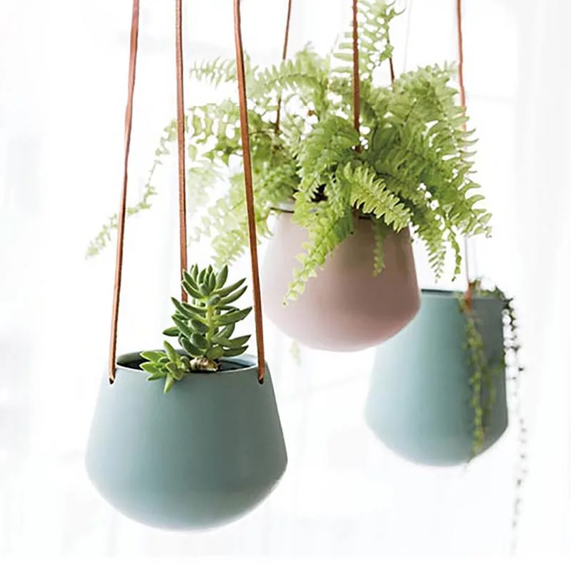 

Creative Balcony Hanging Flower Pot Nordic Home Living Room Wall Planter Ceramic Wall Vase Succulent Plant Pots Hanging Basket