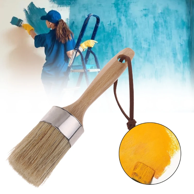 2022 New Round Chalk Paint Wax Brush With Ergonomic Wooden Handle Natural  Bristle Brushes - Paint Brushes - AliExpress