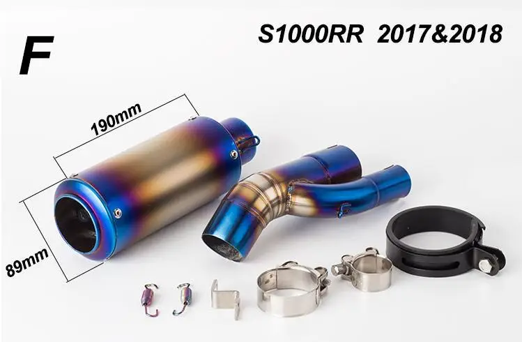 Модифицированная выхлопная труба мотоцикла Akrapovic глушитель из углеродного волокна выхлоп AR выхлоп S1000RR- лет - Цвет: F