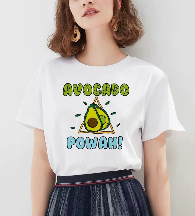 Kawaii Avocado Funny Cartoon T Shirts Women Harajuku Ullzang 90s T-shirt Graphic Cute Grunge Tshirt Korean Style Top Tees Female