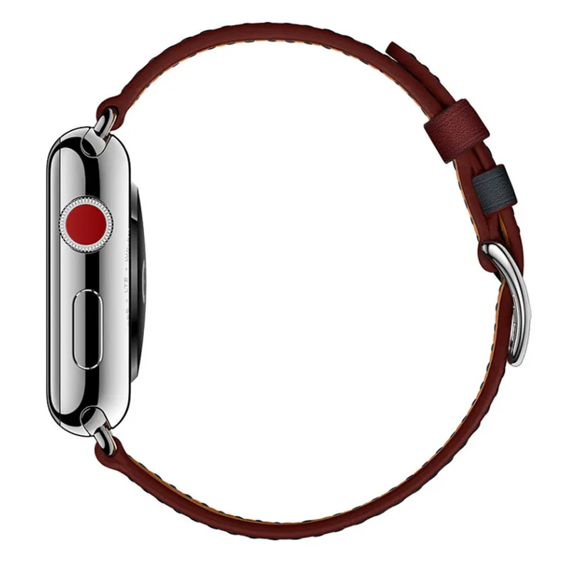 Ремешок для часов из натуральной кожи с логотипом Herm для Apple Watch Series 5 4 3 2 1 44 мм 40 мм 42 мм 38 мм Замена для iWatch браслет