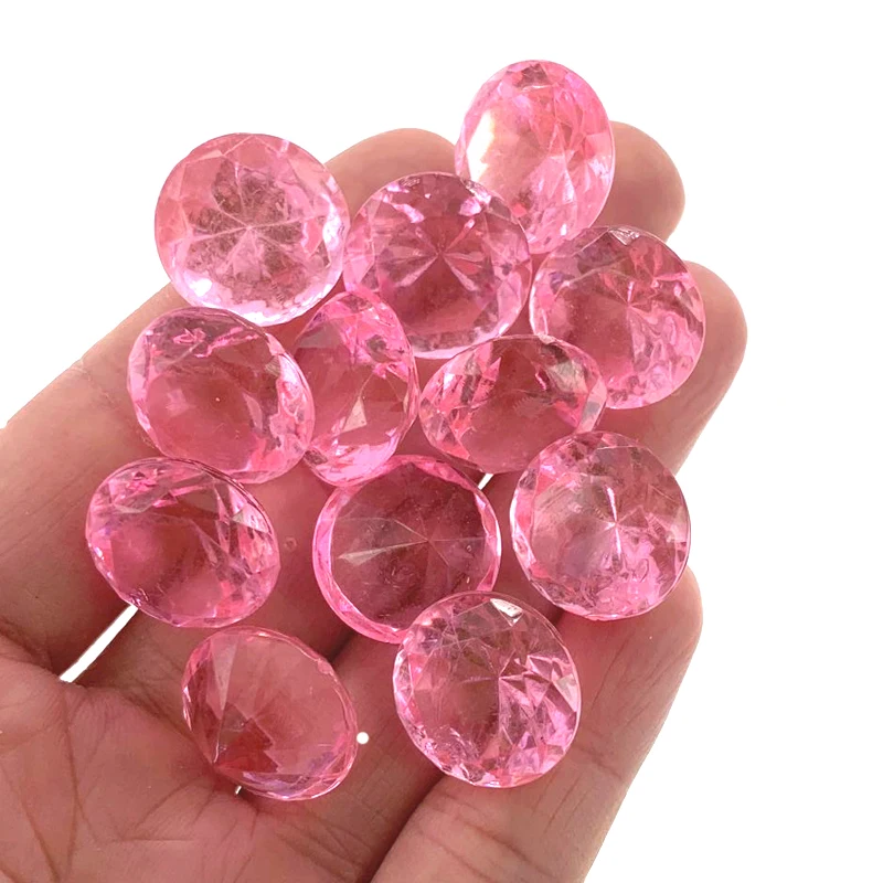 Pink 12 шт., прозрачные акриловые бриллиантовые драгоценные камни, граненые бусины, для дня рождения, свадьбы, Настольная Ваза, наполнитель, искусственные бриллиантовые украшения, вечерние украшения, 18 мм - Цвет: Pink