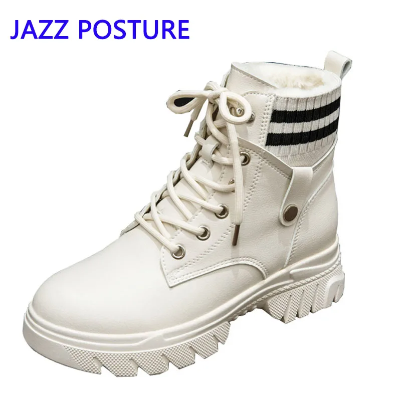

Lace-up women's ankle boots new 2019 fashionable winter warm boots socks socks square toe high heel women's shoes q397