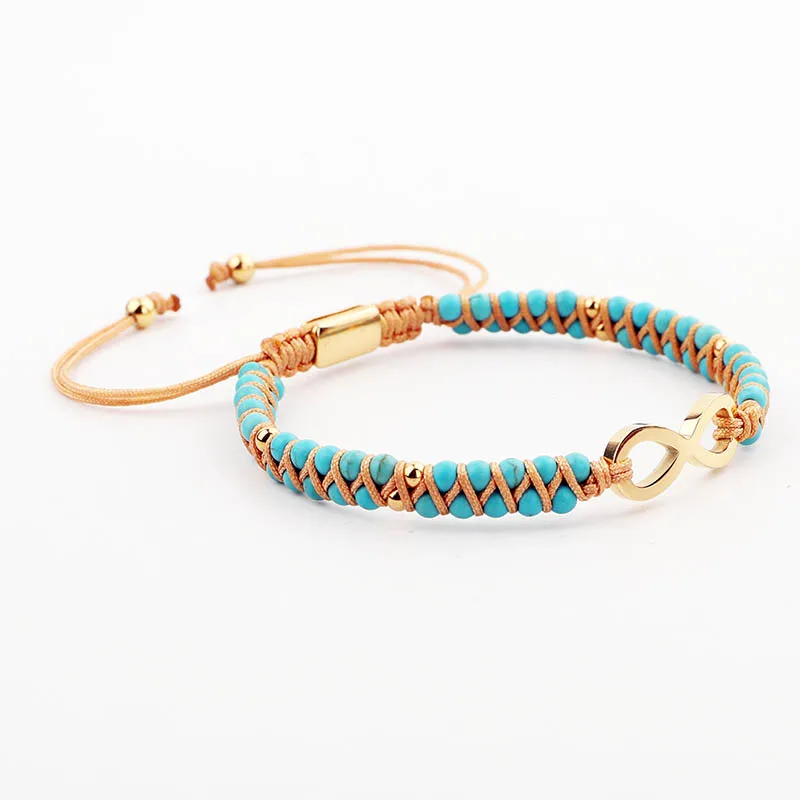High Quality Women Bracelet Gold Stainless Steel infinity handmade Braided Macrame Beaded Bracelet Women - Image 5