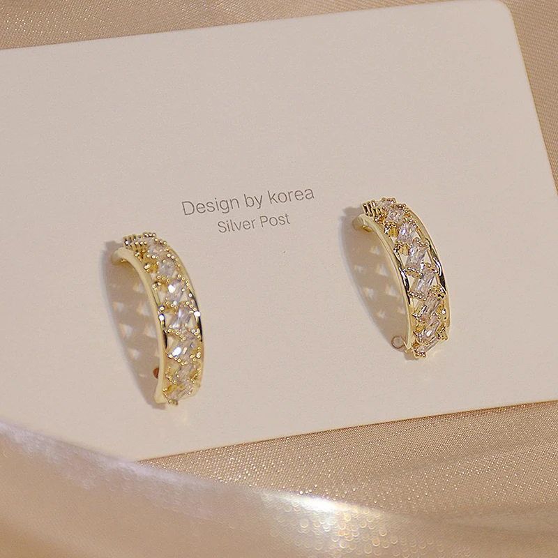 Korean Hot Sale Exquisite Hollow Crystal Circle Earring for Women AAA Cubic Zircon Elegant Stud Earrings Wedding Jewelry Pendant - Image 5