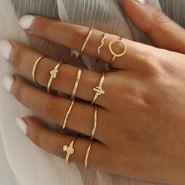 Fashion Jewelry Rings Set Hot Selling Metal Alloy Hollow Round Women Finger Ring For Girl Lady Party Wedding Gifts