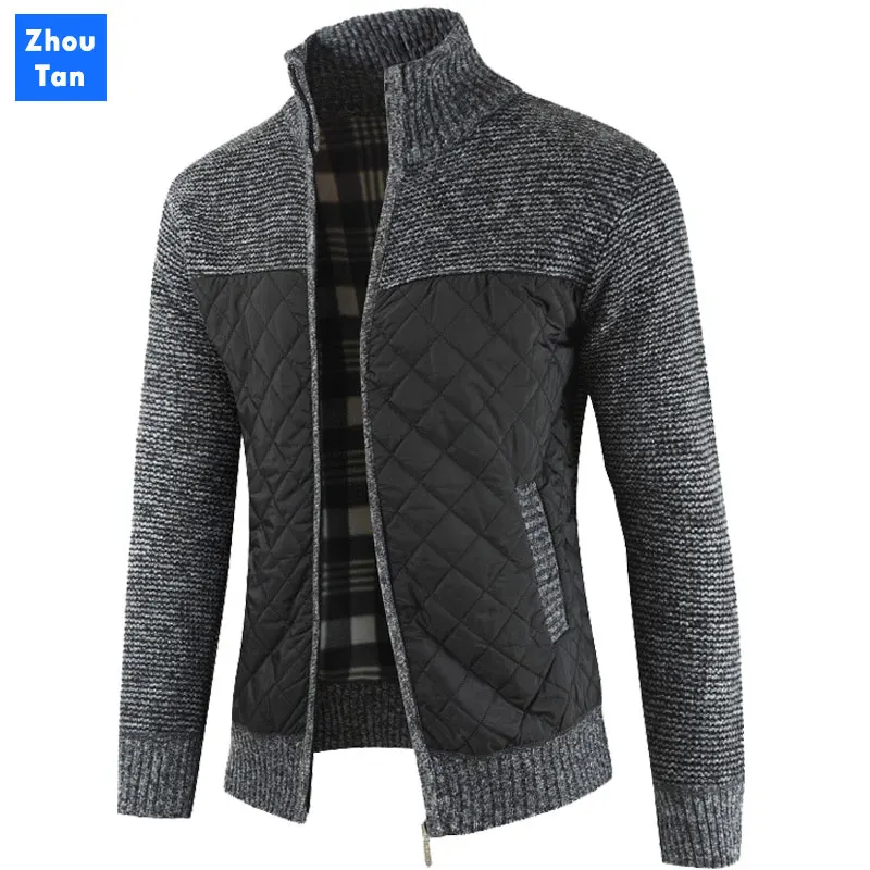 

2020 New Casual Men Sweater Autumn And Winter Loose fashion Jacket with Thicker Knitted Colorblock Cardigan Knit clothes