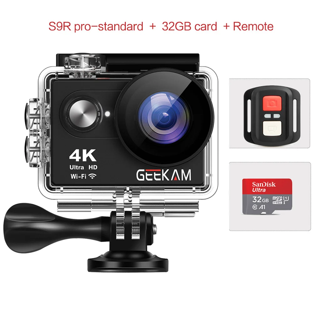 GK-S9RproB-M GEEKAM S9Rpro Экшн-камера Ultra HD 4K 30fps 16MP WiFi 2," Подводный Водонепроницаемый шлем видеокамера s Спортивная камера - Цвет: GK-S9RproB-M