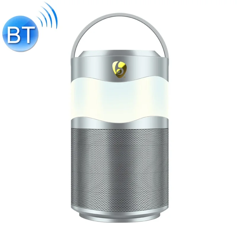 Портативный Смарт Bluetooth V5.0 музыка Динамик с ручкой и Красочный светодиодный Ночной светильник, Поддержка вызова в режиме свободных рук, TF карта, FM, AUX In - Цвет: Серый