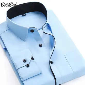 

BOLUBAO Brand Men Stripe Shirts Autumn 2020 Men's Shirts Fashion Wild Business Solid Color Formal Office Shirt Male