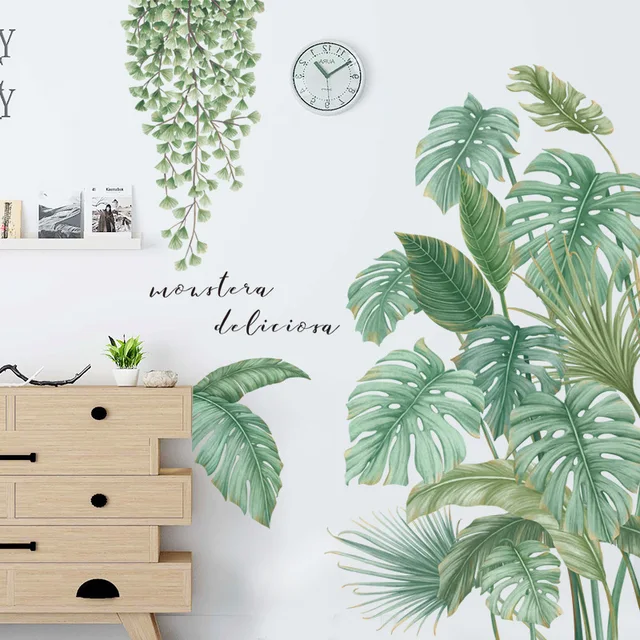 Tropical Green Leaves Wall Stickers 2