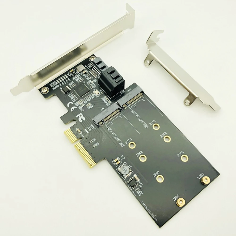 SATA Raid контроллер SATA Raid M.2 PCI Express Raid карта 2 порта SATA3.0 6 Гбит/с+ 2 порта M.2 NGFF SSD B Ключ Поддержка RAID0 RAID1 AHCI