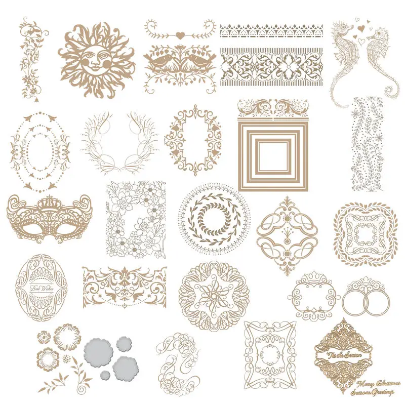 

Seahorse Wreath Leaves Mask Metal Hot Foil Plates for DIY Scrapbooking Photo Album Gift Card Making Handcraft Embossing2019 new