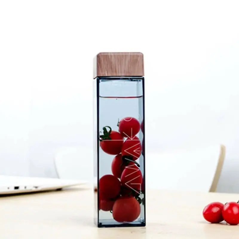 4 Style Portable Water Bottle Milk Storage Pure wood cover Sports Drinking Clear Cup For Home School Office