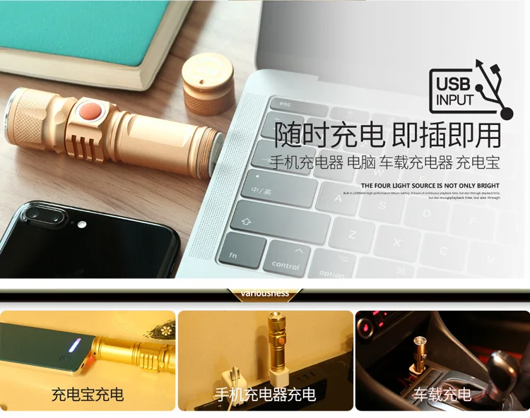 Пересекающиеся велосипедные фонари power Torch USB водонепроницаемый подарок освещение факел мини-фонарик портативный