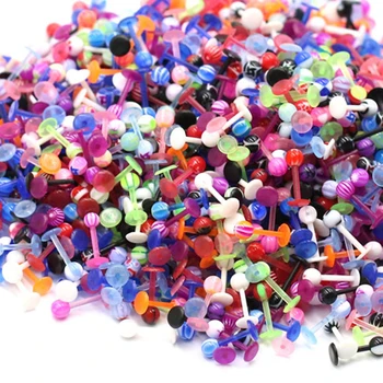 

20Pcs/Lot 8mm Length Soft Bioplast Flexible Round Ball Labret Lip Ring Ear Helix Tragus Cartilage Studs Piercing Body Jewelry