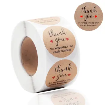 

Kraft Circle Thank you Stickers for supporting small Business Stickers 500pcs 1'' Packing Seal Label Stickers