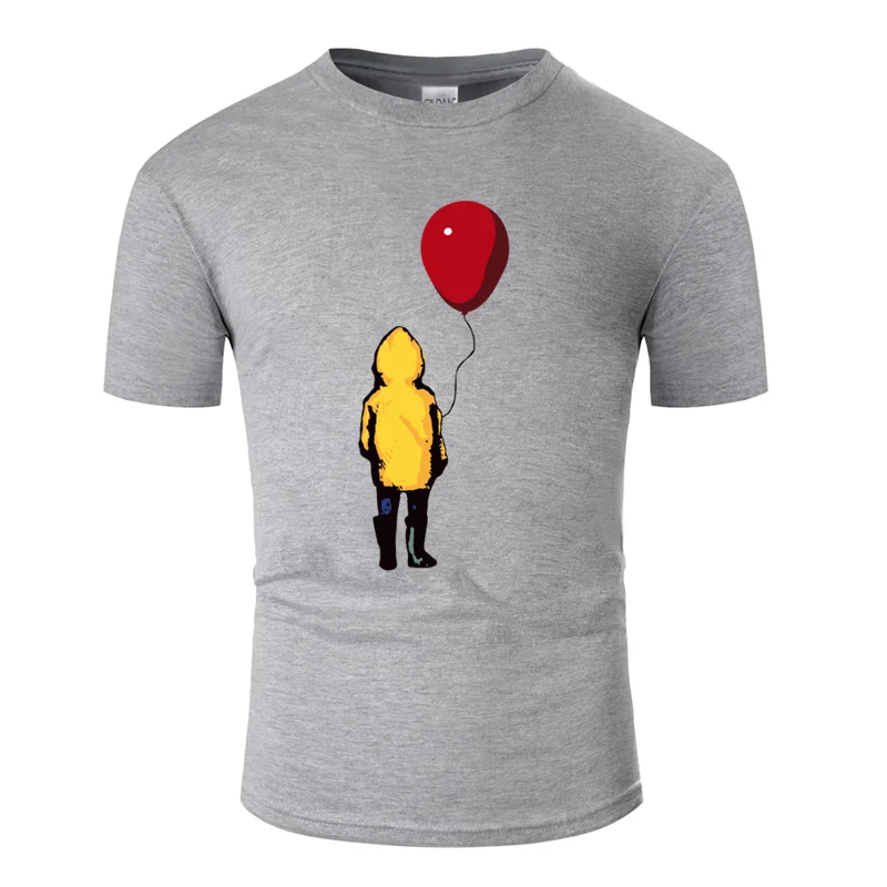 Модная футболка с надписью «Comical it jorgie balloon you'll float too», коллекция года, Однотонная футболка, Известный хип-хоп - Цвет: Men-Gray