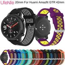 20 мм силиконовый браслет для Huami Amazfit GTR 42 мм ремешок для часов samsung Galaxy watch активный быстросъемный ремешок аксессуары