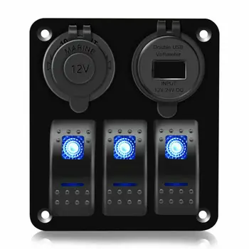 

Circuit Rocker Switch Voltmeter RV Car Boat 12V-24V Waterproof Blue LED
