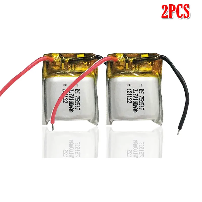 100mah 3,7 v 751517 литий-ионная аккумуляторная батарея для Cheerson CX-10 CX10 CX12 JJ820 V646 V676 JJ810 RC вертолет RC Квадрокоптер - Цвет: 2pcs