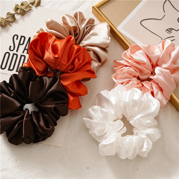 ladies headband Hot Girls Super Wide Smooth Colorful Hair tie Hair Elastics Bands for Hair Large Satin Scrunchie Hair Accessories 2021 for Women alice headband