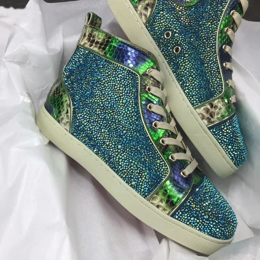 

designer shoes mens sandals fashion luxury Loubou designer women shoes New tin hot sale black sneakers red bottom crystal diamon