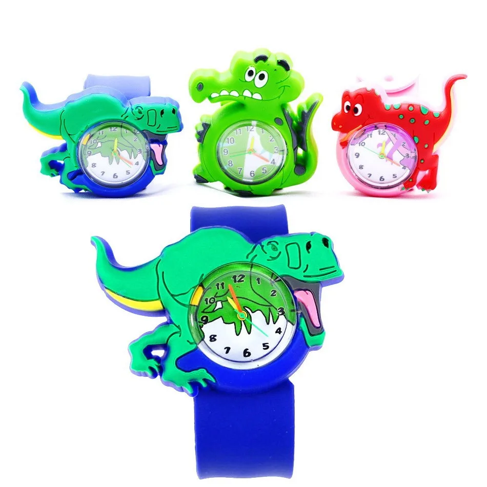 Cute Dinosaur Watches for Boys Kids' Animal Clock Cartoon Toys Slap Belt Watch Children Quartz Wristwatches afbeelding