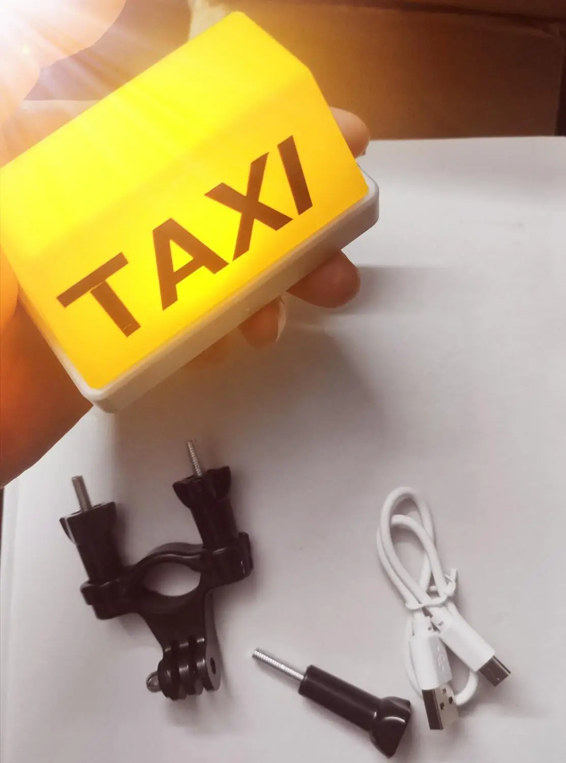 handlebar set square Мотоцикл USB перезаряжаемые такси знак светильник индикатор украшения части - Цвет: handlebar set square