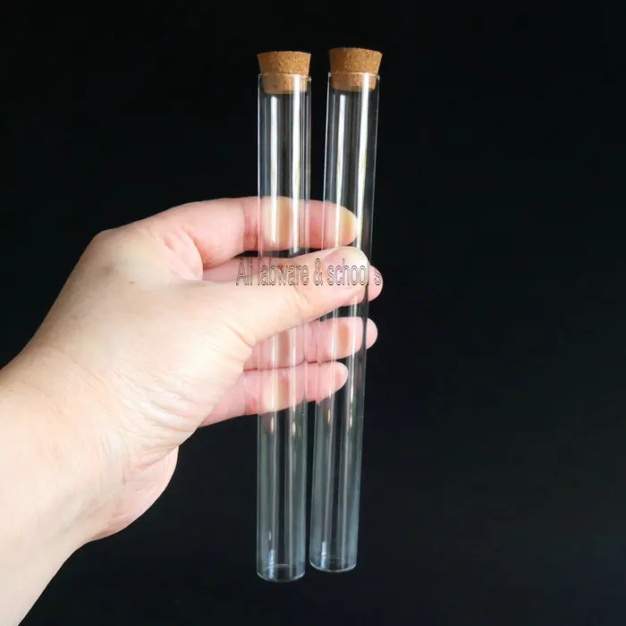 

20pcs/pack 18x180mm Transparent Flat Glass Test Tube With Cork Lab Glassware for School Laboratory