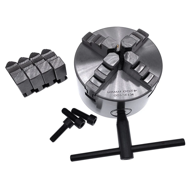K12100 4 Jaw Selfcentering Chuck Lathe Chuck Scroll Chuck 100mm For Small Lathe With Hardened