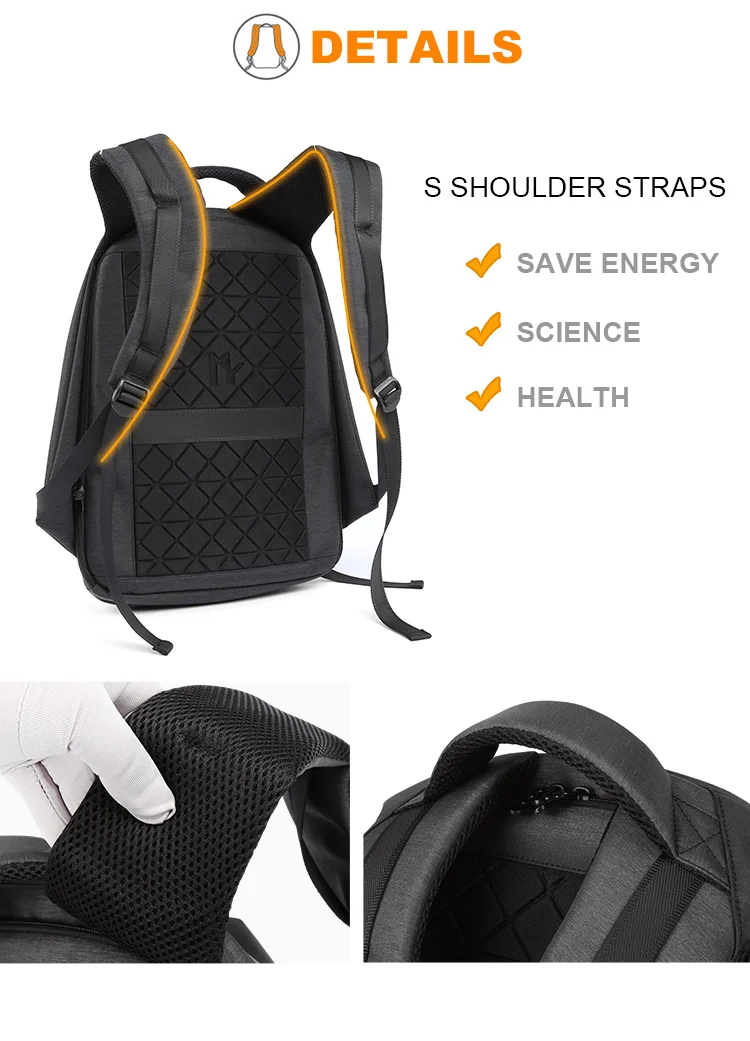 MOYYI 49L мужской рюкзак 15,6 дюймов рюкзак для ноутбука с usb-портом Мужская модная водонепроницаемая сумка для путешествий черного/темно-серого цвета