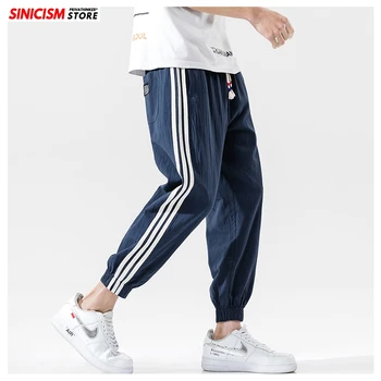 

Sinicism Store Men Side Striped Summer Loose Pants Mens 2020 Cotton Linen Trousers Male Oversize Chinese Style Harem Pants 5XL