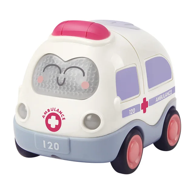 Cute Montessori Cars Toys for Baby 0 12 24 Months Friction Toy Car for Children Musical Juguetes Carro Babies Boys Gift One Year Ambulance