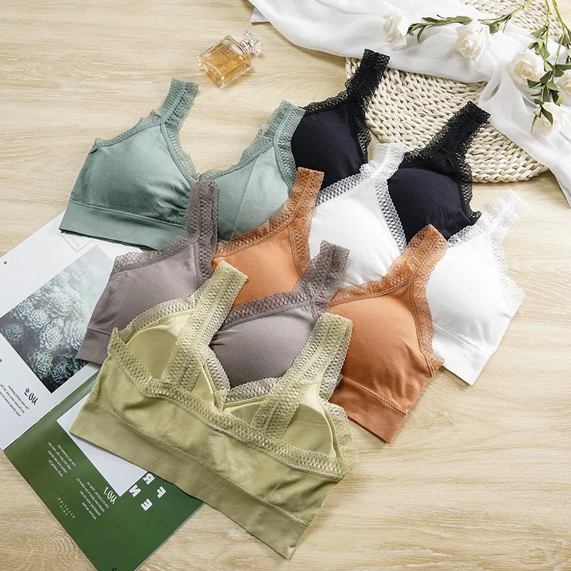 Women's Cotton Underwear Tube Tops Sexy Lace Bra Fashion Sports Solid Color Top Women's Push Up Bra Bandeau Top Sexy Lingerie