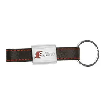 

Emma S Line Piel Llavero Bolsillo Clave Cadena Acabado Cromado Rojo para Audi A1 A3 A4 A5