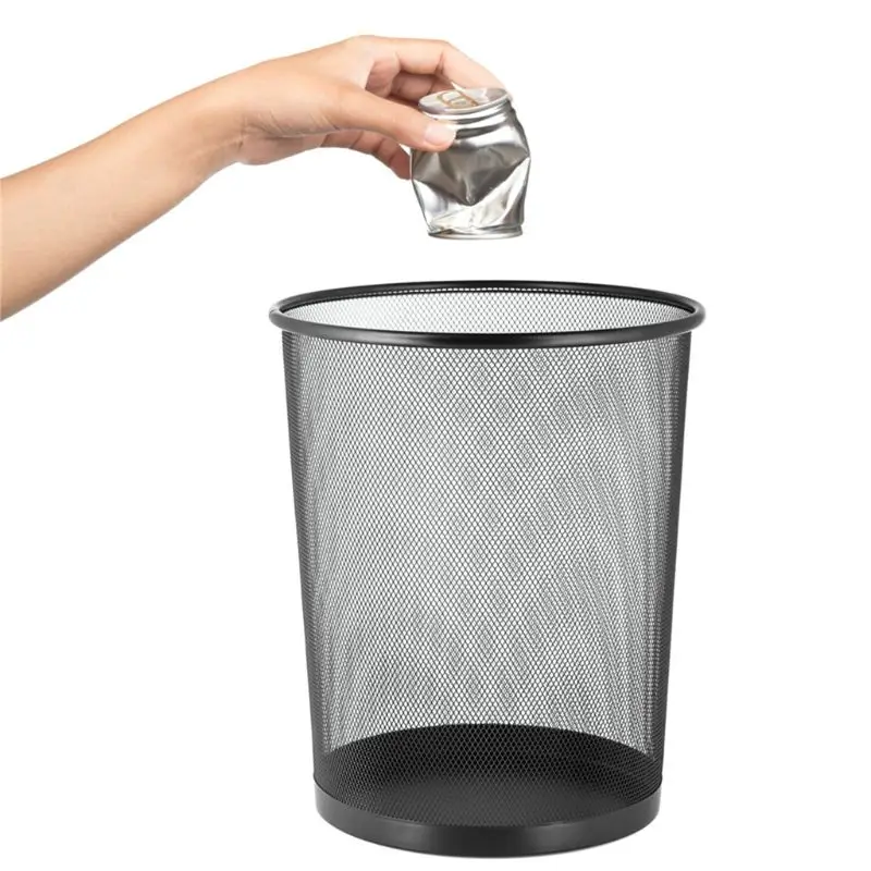 Drop Ship Big Capacity Round Ventilated Wire Mesh Trash Can Wastebasket Basket Recycling Bin For Room