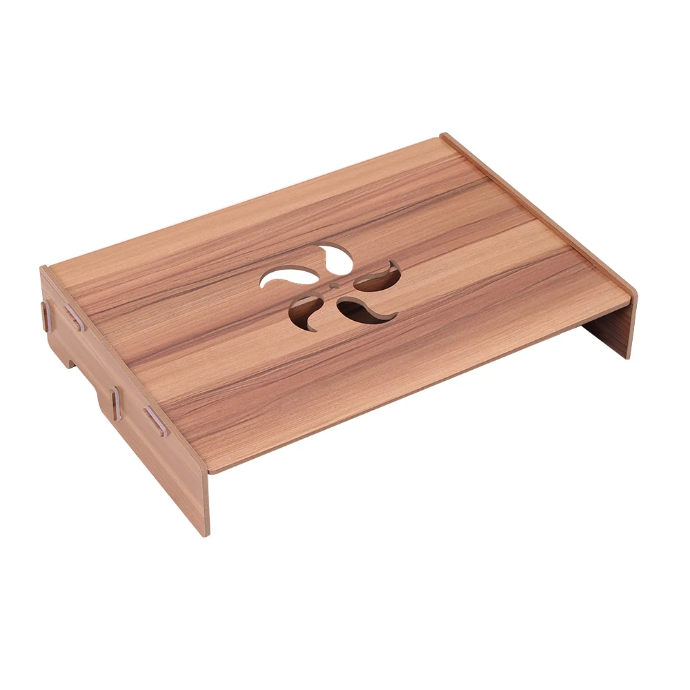 

Wood Desk Organizer Computer Monitor Stand Laptop Riser Holder Desktop Organizer with Keyboard Wiring Slot for School Office