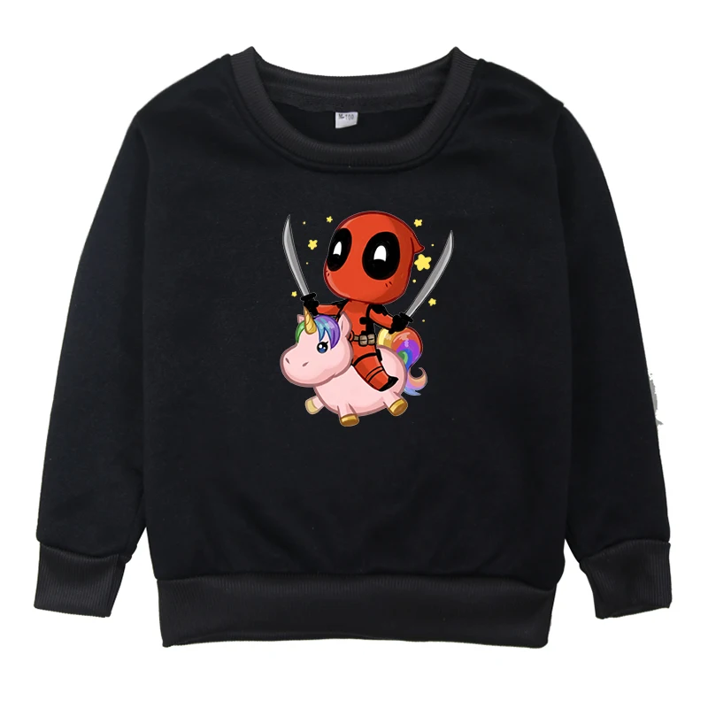 Deadpool/милый Свитшот; топы для маленьких девочек; Shein; Зимняя Повседневная футболка с длинным рукавом; пуловер; Roupa Feminina Infantil