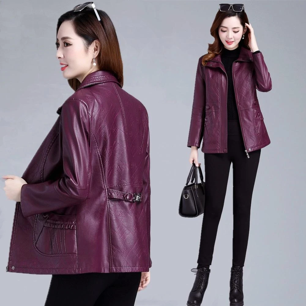Veste En Cuir Mi Longue Pour Femmes Grande Taille 7xl Vetements Pour Dames Mode Printemps Et Automne 2021 Aliexpress