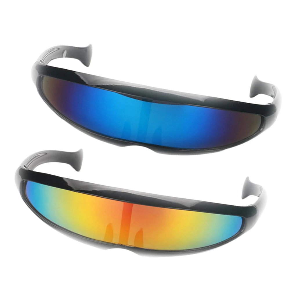 Pack of 2 Novelty Futuristic Cyclops Mirrored Sunglasses Costume Glasses for Adults Kids