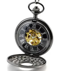 Мужские механические ручные ветряные Fob часы черные винтажные карманные часы аналоговый Дисплей модные карманные часы для подарка